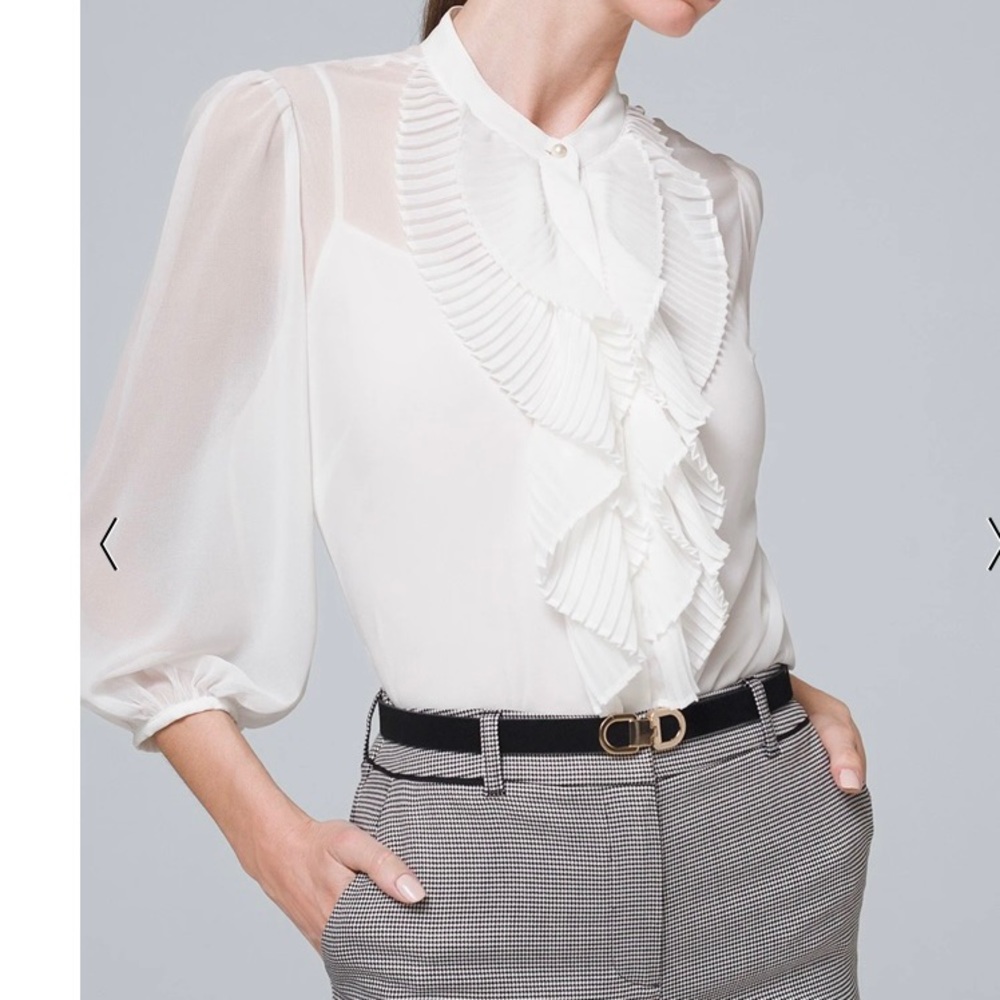 NWT WHBM pleated ruffle blouse